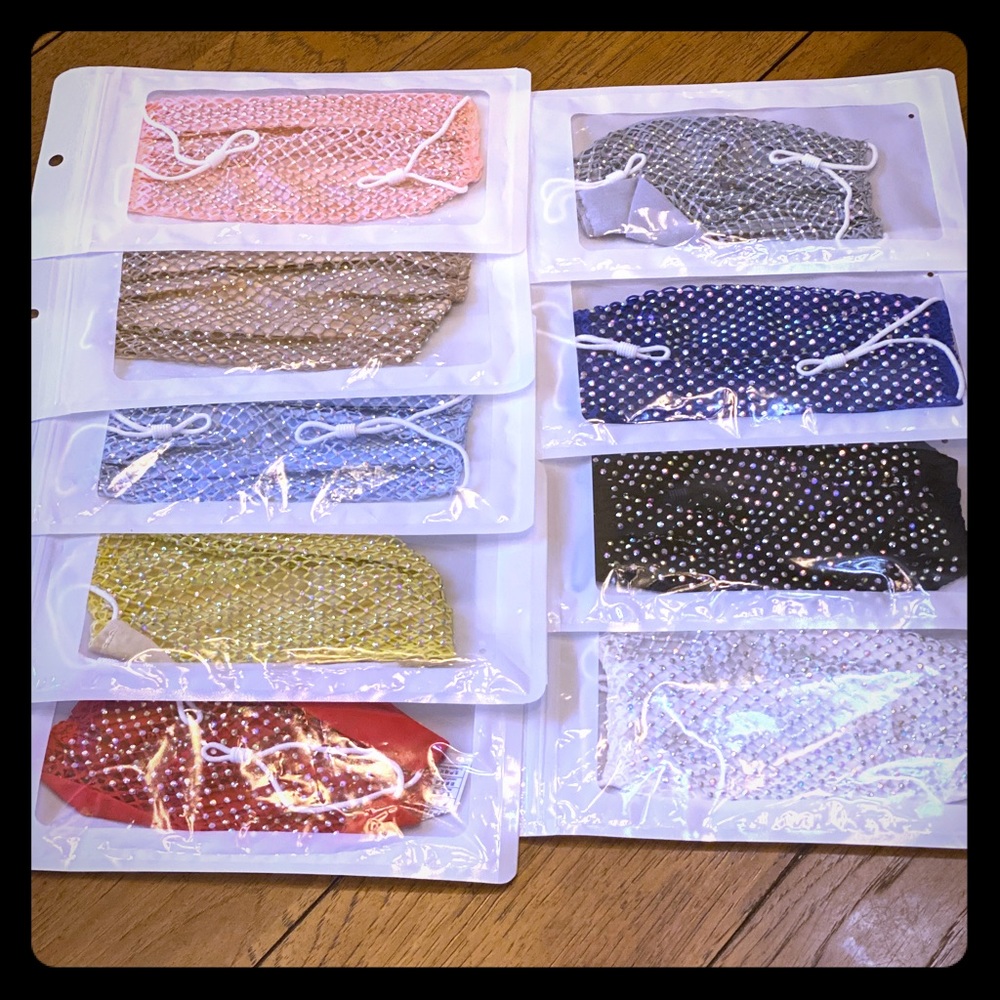 Adjustable Rhinestone Bling lined Mesh Masks - Picture 3 of 9